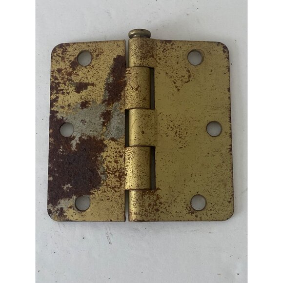 Antique Lawrence USA Brass Door Hinges Stanley Bar Latch Hardware - Picture 4 of 14